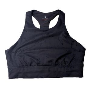 Spyder Bra Workout Activewear Support Lightweight Racerback Black Pattern Sz L